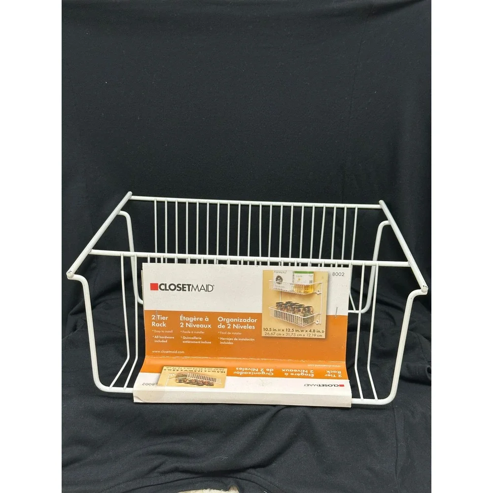 ClosetMaid 2 Tier Rack White Wire Wall Mount Spice Organizer 8002